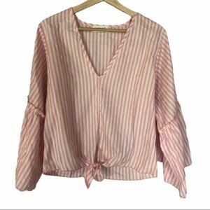 Boutique Lavender Field Bell Sleeve Tie Front M